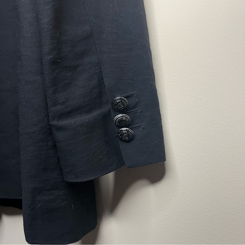 KARL LAGERFELD Zip Pocket Dark Academia Preppy Double Breasted Longlined Blazer - Picture 11 of 12